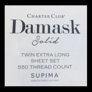 new PURPLE Charter Club 550 TC Cotton TWIN XL Sheet Set fits 17" deep mattresses